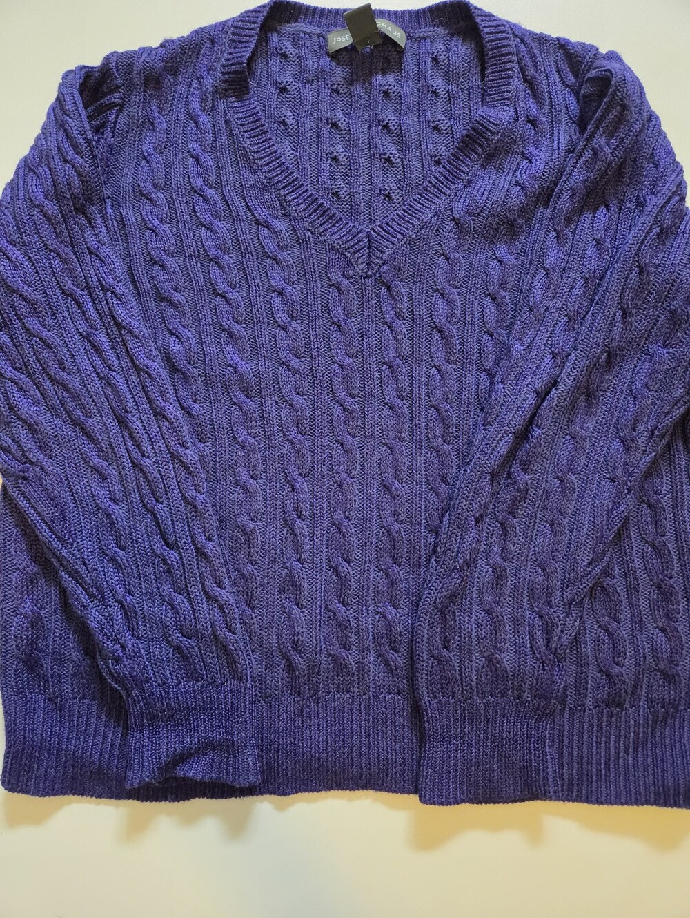 Josephine Chaus Purple Cable Knit V-Neck Sweater XL